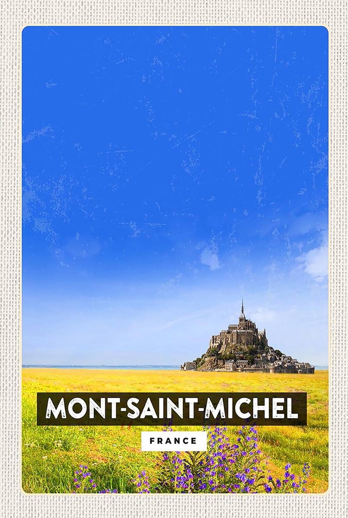 Holzschild 18x12 cm Mont-Saint-Michel France Kathedrale