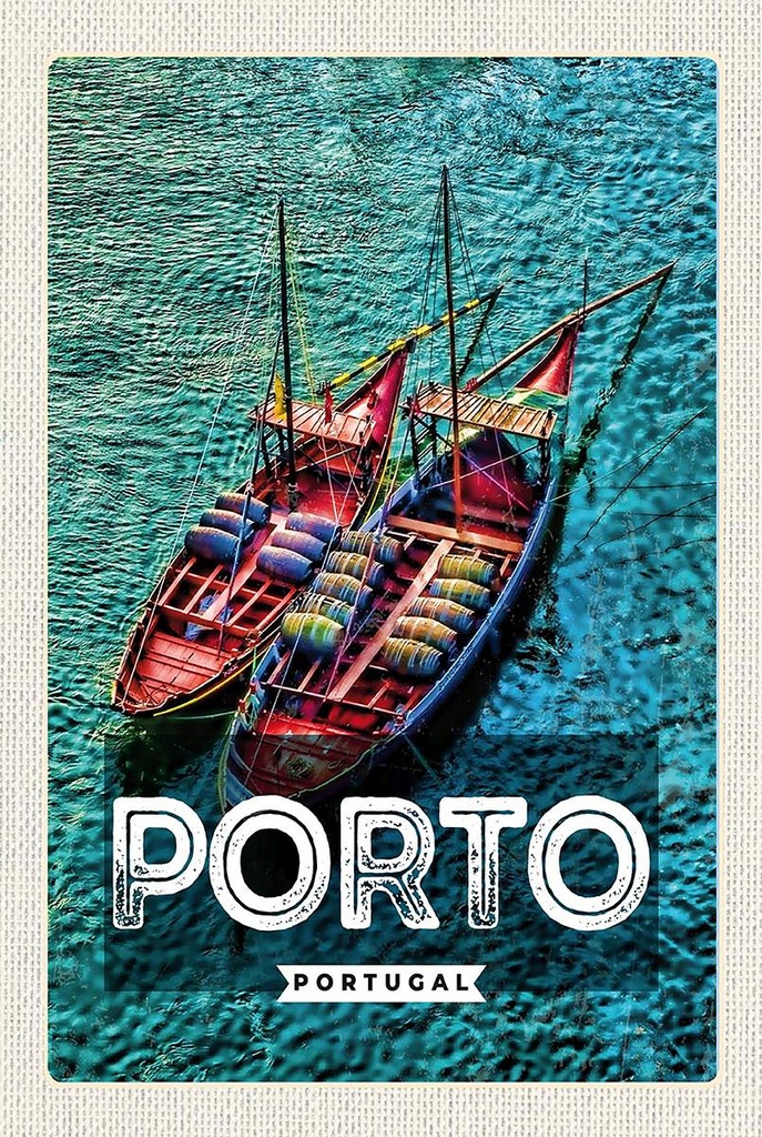 Holzschild 18x12 cm Porto Portugal Poster Meer Boote Bildmotiv Reisemotiv Abenteuer Reisen