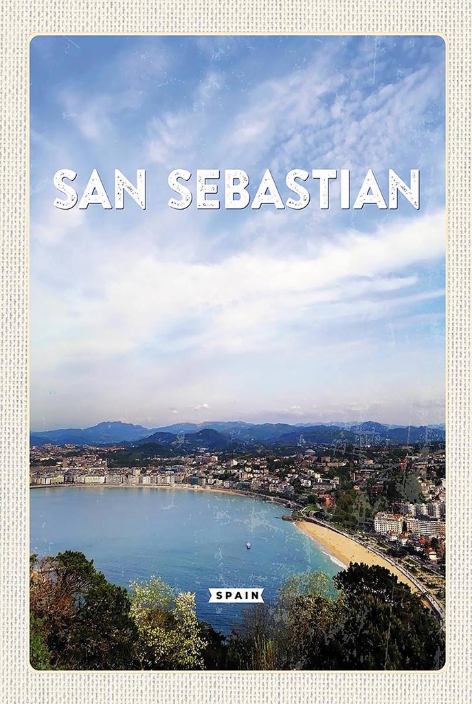 Holzschild 18x12 cm San Sebastian Spain MeerSonne Bildmotiv Reisemotiv Abenteuer Reisen