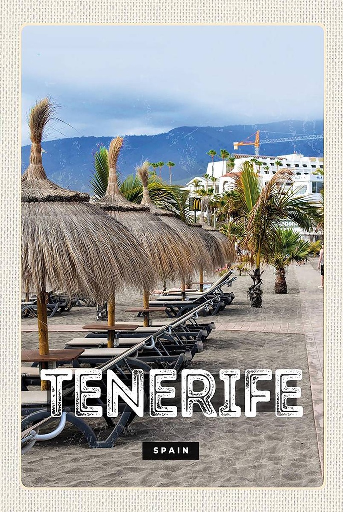Holzschild 18x12 cm Tenerife SpainStrand Palmen Bildmotiv Reisemotiv Abenteuer Reisen