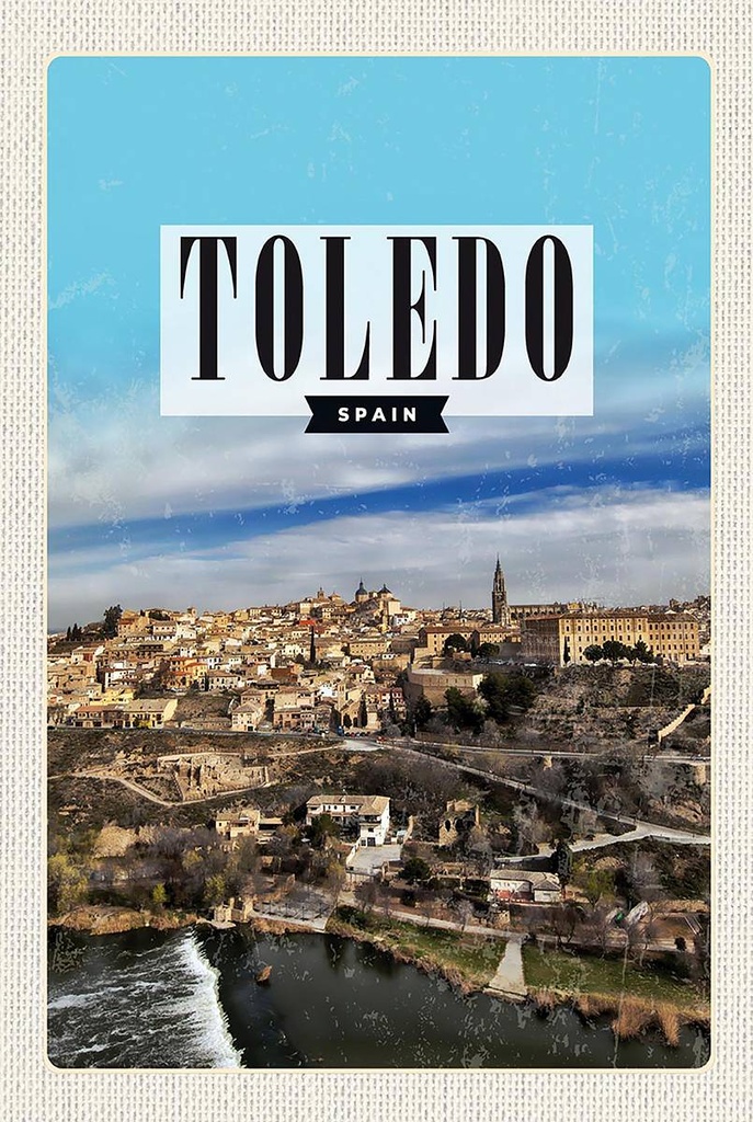 Holzschild 18x12 cm Toledo Spain Panorama Stadt Bildmotiv Reisemotiv Abenteuer Reisen