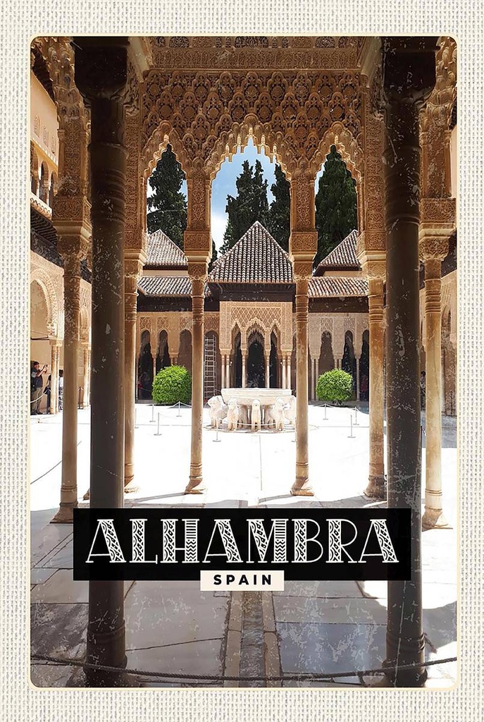 Holzschild 18x12 cm Alhambra Spain Tourismus Bildmotiv Reisemotiv Abenteuer Reisen