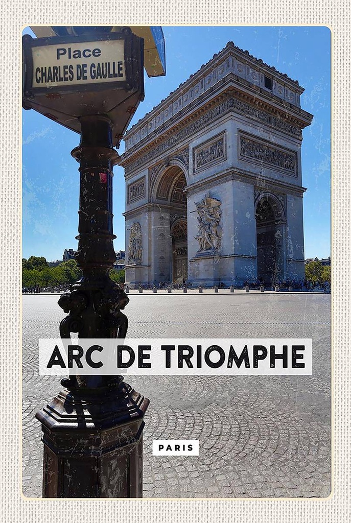 Holzschild 18x12 cm Arc de Triomphe Paris Reiseziel Bildmotiv Reisemotiv Abenteuer Reisen