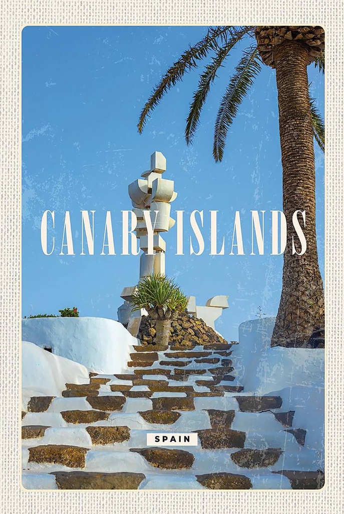 Holzschild 18x12 cm Canary Islands SpainPalmen Bildmotiv Reisemotiv Abenteuer Reisen