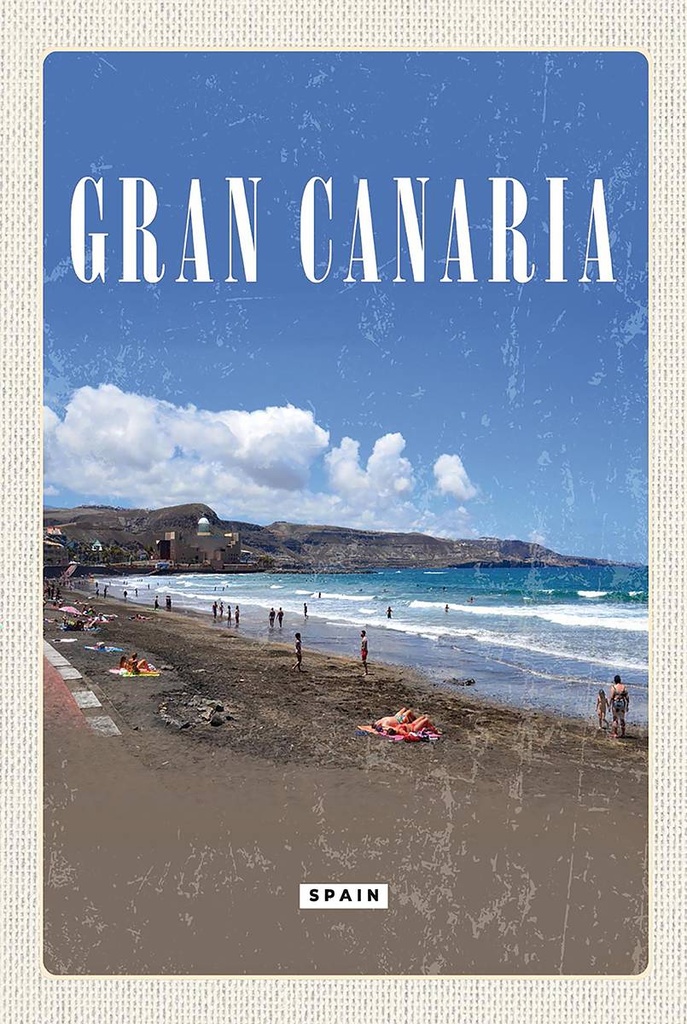 Holzschild 18x12 cm Gran Canaria Spain Meer Strand Retro Bildmotiv Reisemotiv Abenteuer Reisen