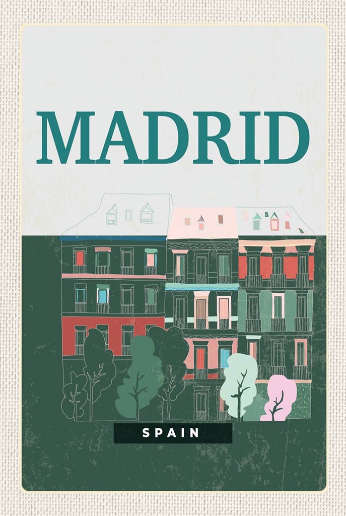 Holzschild 18x12 cm Madrid Spain Erringungen Retro Bildmotiv Reisemotiv Abenteuer Reisen