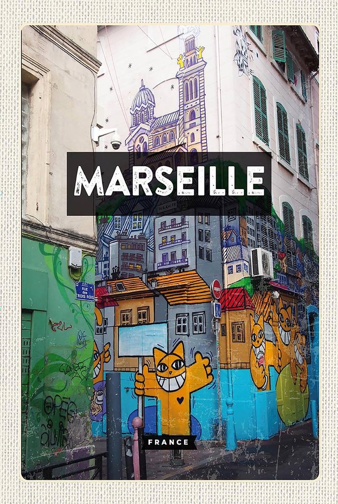 Holzschild 18x12 cm Marseille France Reiseziel Bildmotiv Reisemotiv Abenteuer Reisen