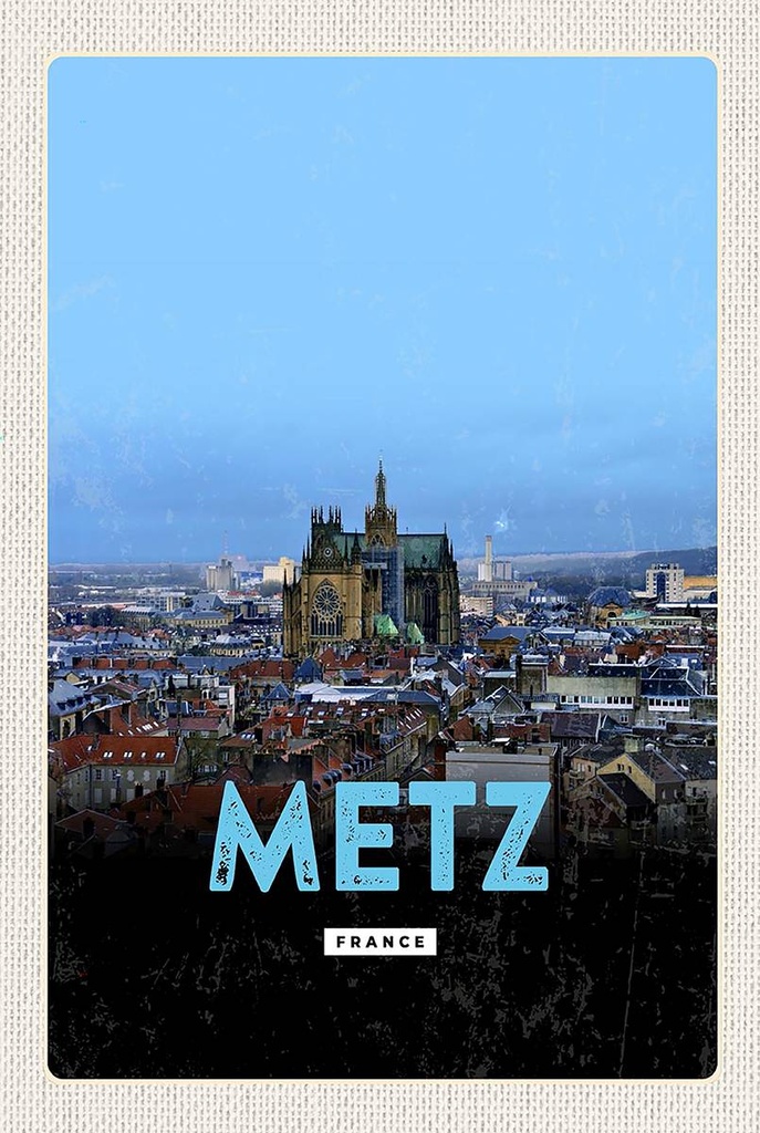 Holzschild 18x12 cm Metz France Panorama Retro Geschenk Bildmotiv Reisemotiv Abenteuer Reisen