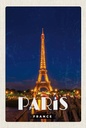 Holzschild 18x12 cm Paris France Eiffelturm Nacht Lichter