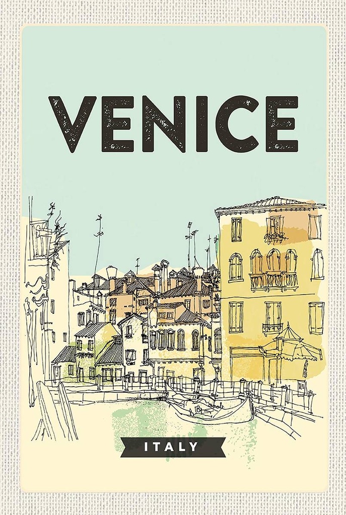 Holzschild 18x12 cm Venice Italy malerisches Bild Geschenk Bildmotiv Reisemotiv Abenteuer Reisen