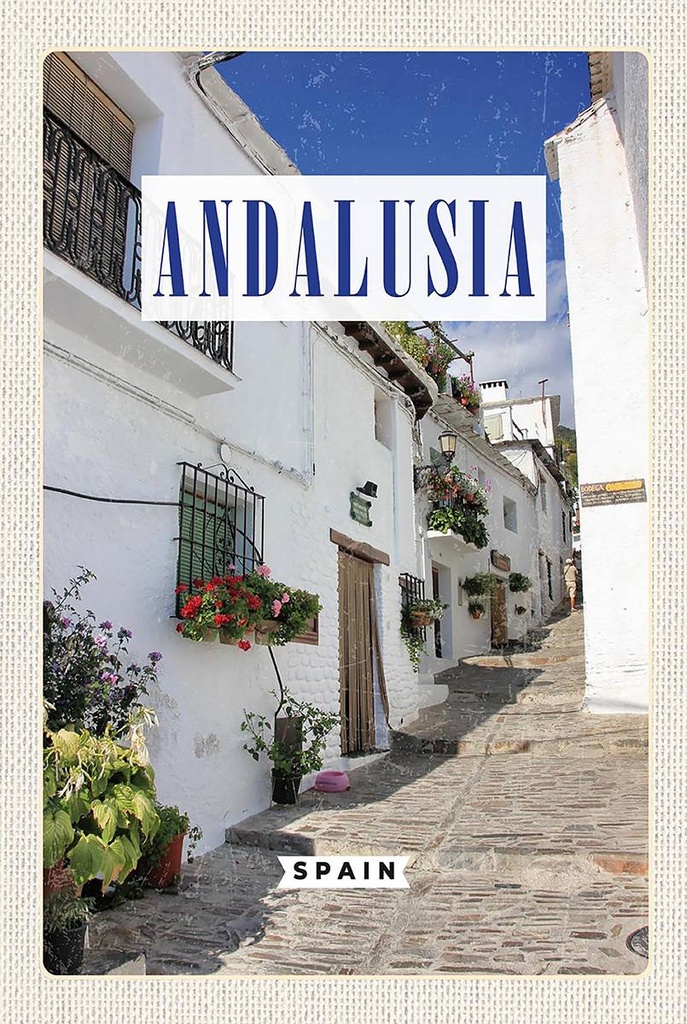 Holzschild 18x12 cm Andalusia Spain Altstadt Reiseziel Bildmotiv Reisemotiv Abenteuer Reisen