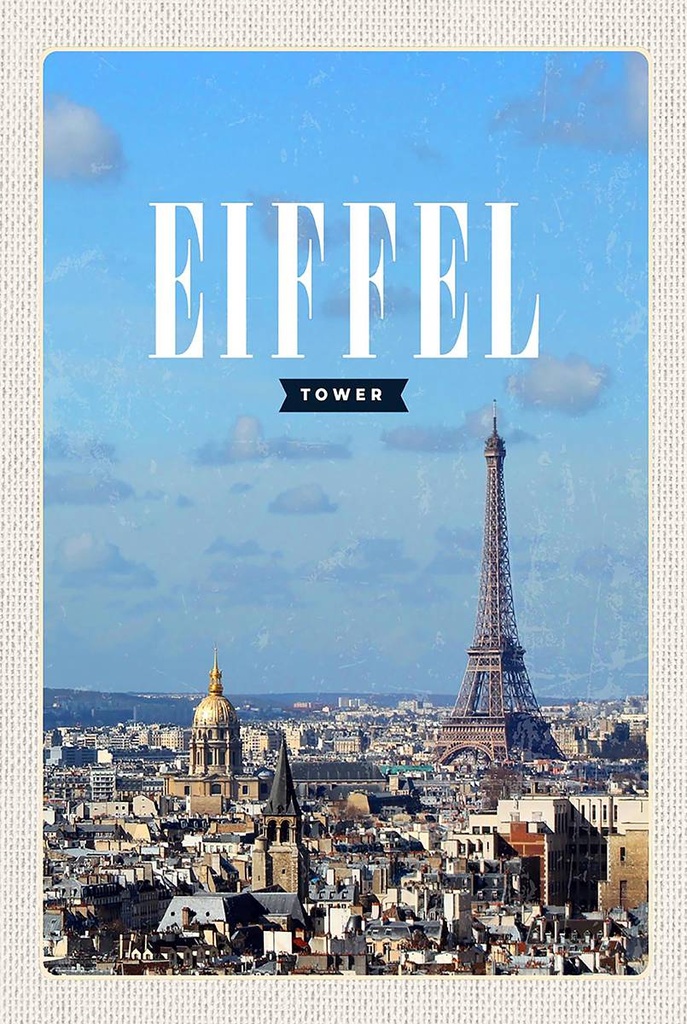 Holzschild 18x12 cm Eiffel Tower Panorama Bild Reiseziel Bildmotiv Reisemotiv Abenteuer Reisen
