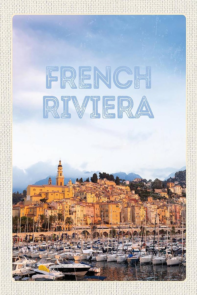 Holzschild 18x12 cm French Riviera Panorama Bild Geschenk Bildmotiv Reisemotiv Abenteuer Reisen