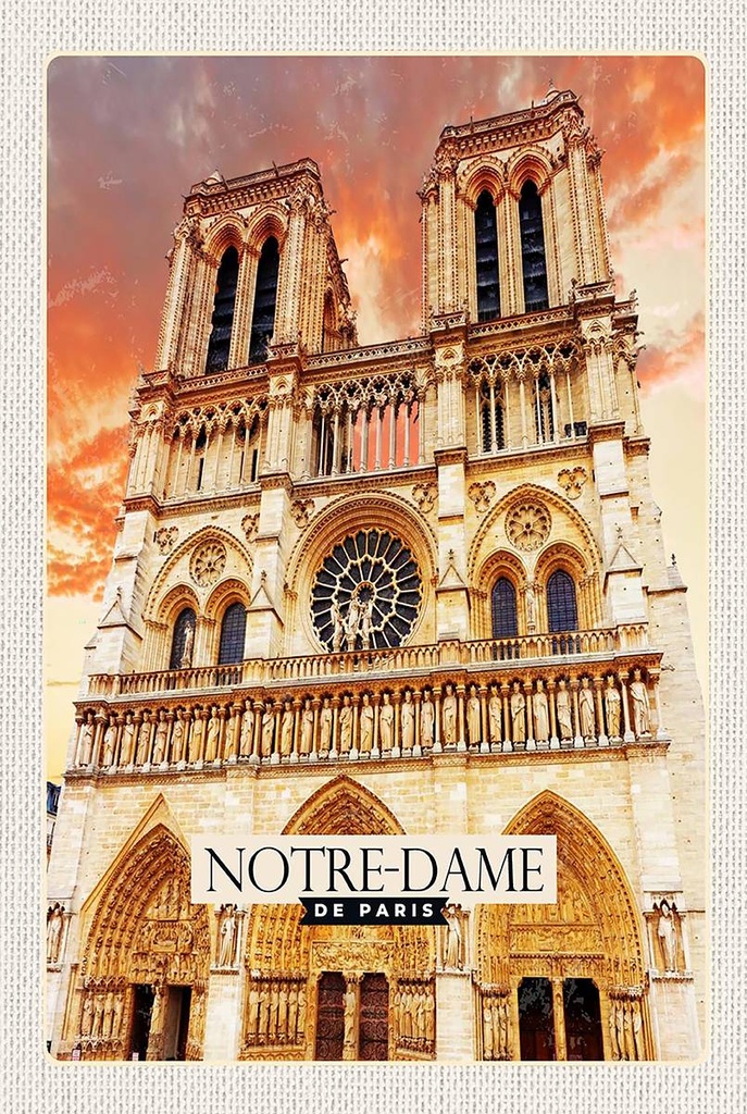 Holzschild 18x12 cm Notre-Dame de Paris Architektur Kunst Bildmotiv Reisemotiv Abenteuer Reisen