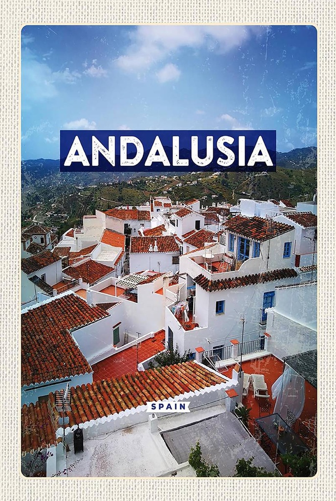 Holzschild 18x12 cm Andalusia Spain Panorama Tourismus Bildmotiv Reisemotiv Abenteuer Reisen