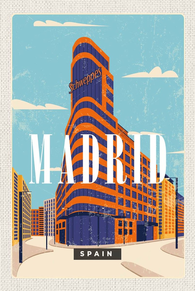 Holzschild 18x12 cm Madrid Spain Reiseziel Bildmotiv Reisemotiv Abenteuer Reisen