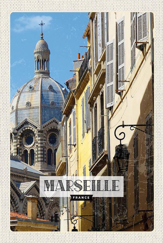 Holzschild 18x12 cm Marseille France Retro Altstadt Bildmotiv Reisemotiv Abenteuer Reisen