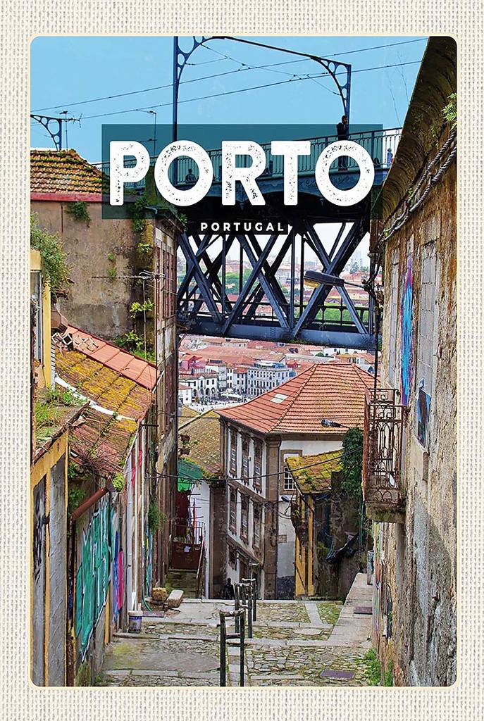 Holzschild 18x12 cm Porto portugal Altstadt Bild Bildmotiv Reisemotiv Abenteuer Reisen