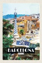Holzschild 18x12 cm Barcelona Spain Spanien Panorama Bildmotiv Reisemotiv Abenteuer Reisen