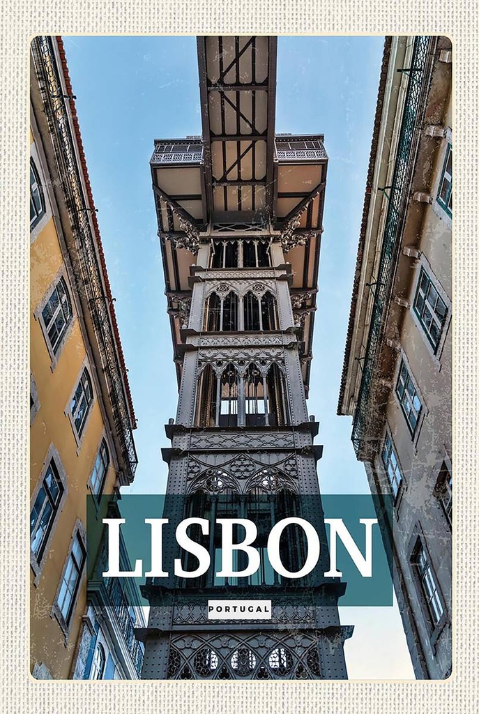 Holzschild 18x12 cm Lisbon Portugal Retro Tourismus Bildmotiv Reisemotiv Abenteuer Reisen