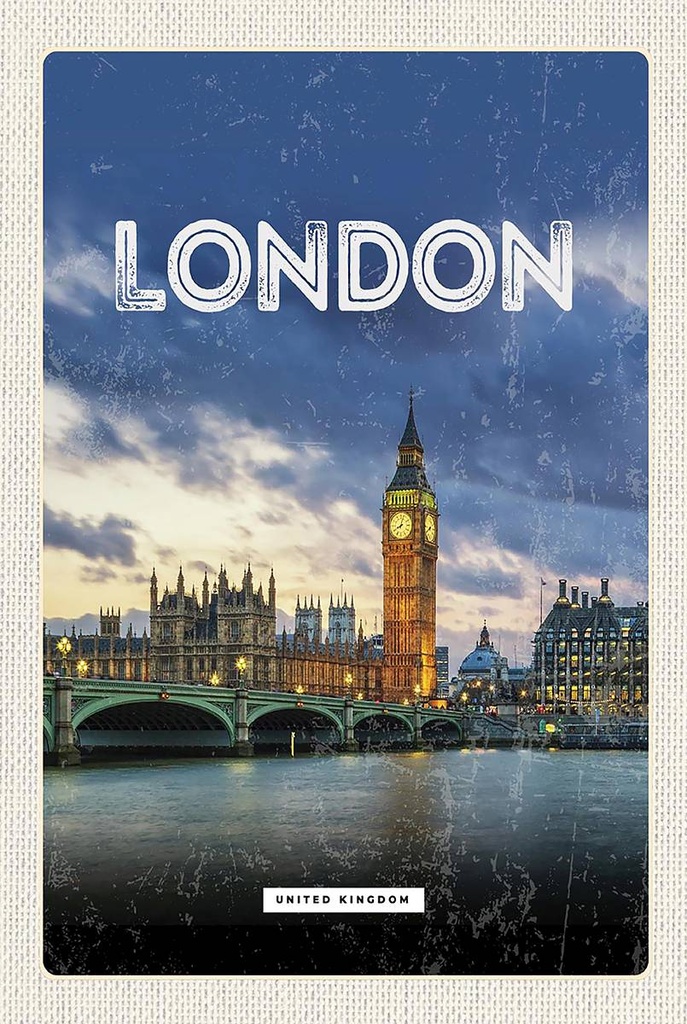 Holzschild 18x12 cm London United Kingdom Bildmotiv Reisemotiv Abenteuer Reisen