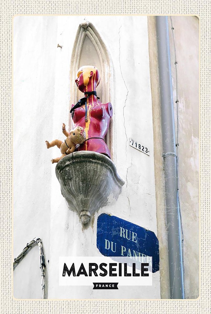 Holzschild 18x12 cm Marseille France rue du panier Bildmotiv Reisemotiv Abenteuer Reisen