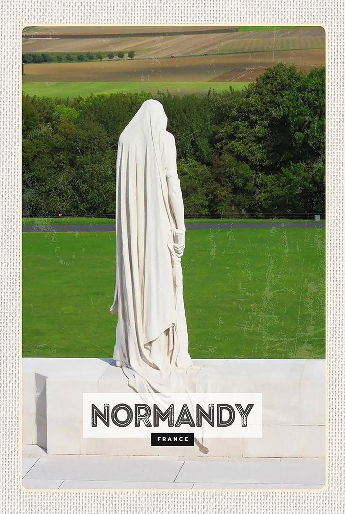 Holzschild 18x12 cm Normandy France Skulptur Geschenk Bildmotiv Reisemotiv Abenteuer Reisen