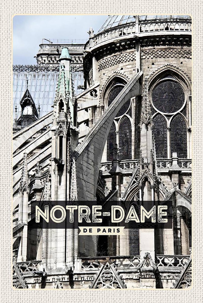 Holzschild 18x12 cm Notre-Dame de Paris Architektur Bildmotiv Reisemotiv Abenteuer Reisen