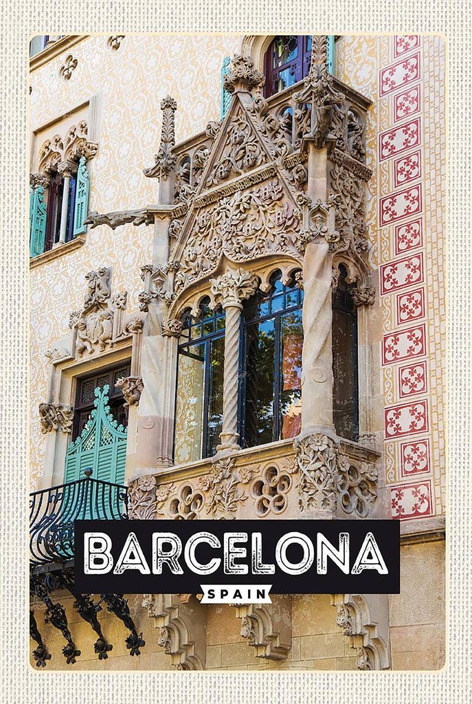 Holzschild 18x12 cm Barcelona Spain Architektur Tourismus Bildmotiv Reisemotiv Abenteuer Reisen