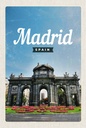 Holzschild 18x12 cm Madrid Spain Retro Poster Errinerungen Bildmotiv Reisemotiv Abenteuer Reisen