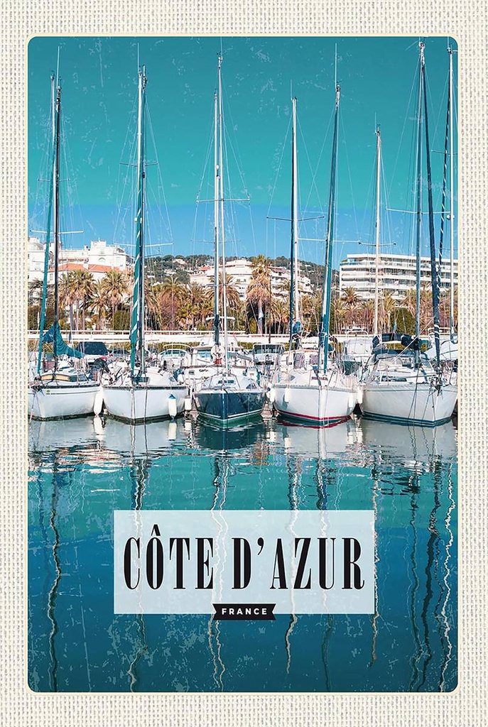 Holzschild 18x12 cm cote d'azur FranceMeer Bildmotiv Reisemotiv Abenteuer Reisen