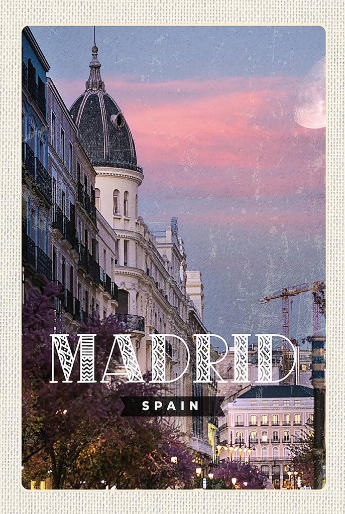 Holzschild 18x12 cm Madrid Spain Architektur Reiseziel Bildmotiv Reisemotiv Abenteuer Reisen