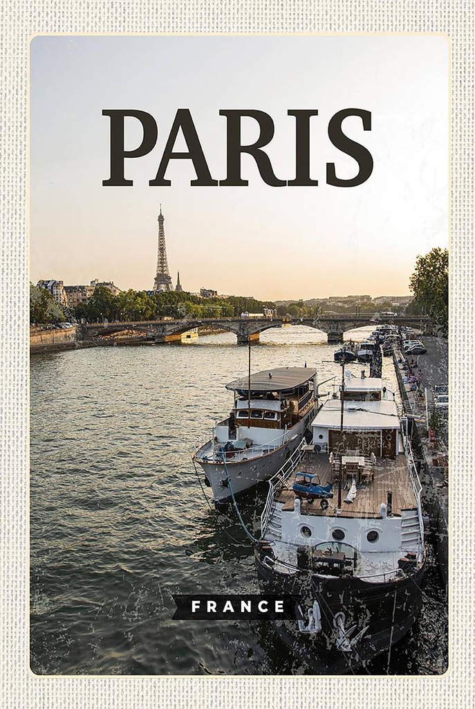 Holzschild 18x12 cm Paris France Reiseziel Tourismus Bildmotiv Reisemotiv Abenteuer Reisen