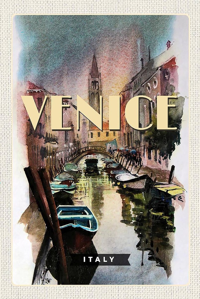 Holzschild 18x12 cm Venice Italy malerisches Bild Bildmotiv Reisemotiv Abenteuer Reisen