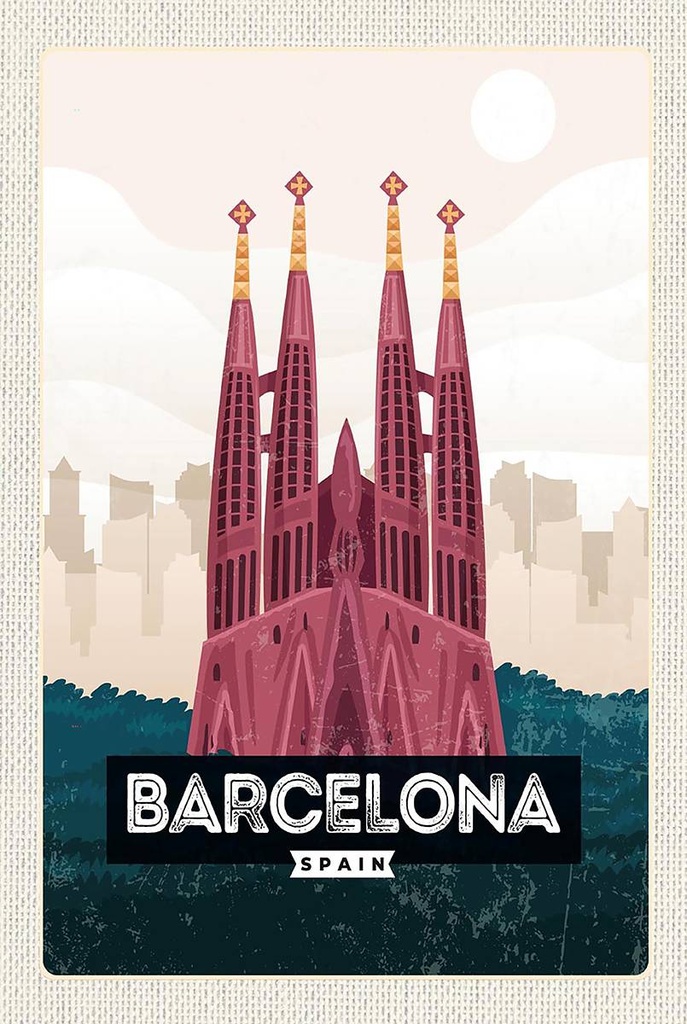 Holzschild 18x12 cm Barcelona Spain malerisches Bild Bildmotiv Reisemotiv Abenteuer Reisen