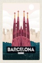 Holzschild 18x12 cm Barcelona Spain malerisches Bild Bildmotiv Reisemotiv Abenteuer Reisen