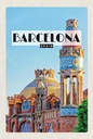 Holzschild 18x12 cm Barcelona Reiseziel Mosaikstil Bildmotiv Reisemotiv Abenteuer Reisen