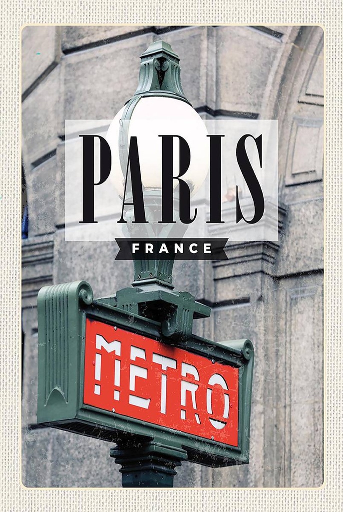 Holzschild 18x12 cm Paris France Metro Reiseziel Bildmotiv Reisemotiv Abenteuer Reisen