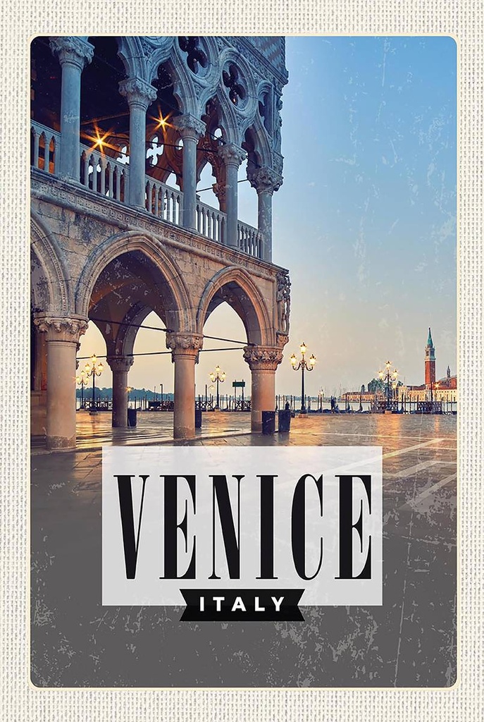 Holzschild 18x12 cm Venice Venedig Panorama Poster Bildmotiv Reisemotiv Abenteuer Reisen