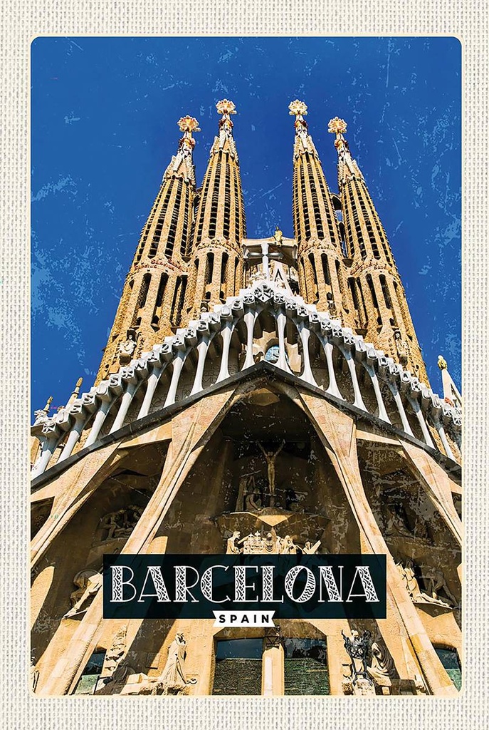 Holzschild 18x12 cm Barcelona Spanien Reiseziel Trip Bildmotiv Reisemotiv Abenteuer Reisen
