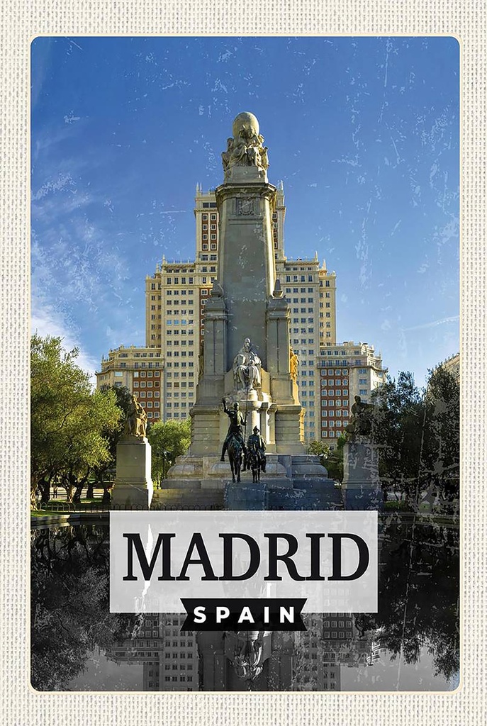 Holzschild 18x12 cm Madrid Spanien Pferd Panorama Bildmotiv Reisemotiv Abenteuer Reisen
