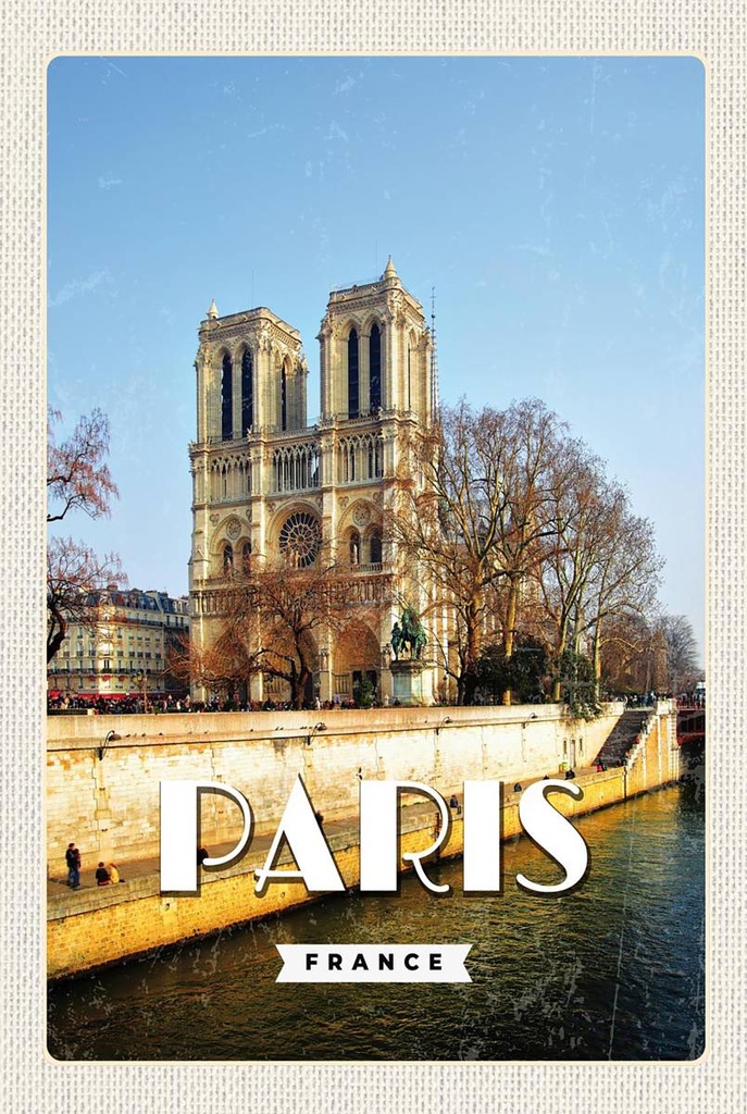 Holzschild 18x12 cm Paris Frankreich Notre-Dame Reise Bildmotiv Reisemotiv Abenteuer Reisen