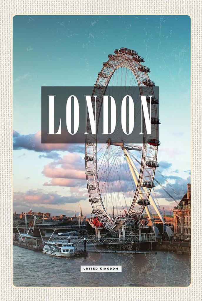 Holzschild 18x12 cm London Engalnd Eye Bildmotiv Reisemotiv Abenteuer Reisen