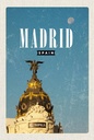 Holzschild 18x12 cm Madrid Spanien Metropolis Gebäude Bildmotiv Reisemotiv Abenteuer Reisen