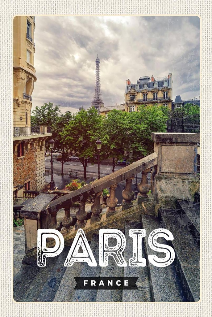Holzschild 18x12 cm Paris Frankreich Eiffelturm Stadt