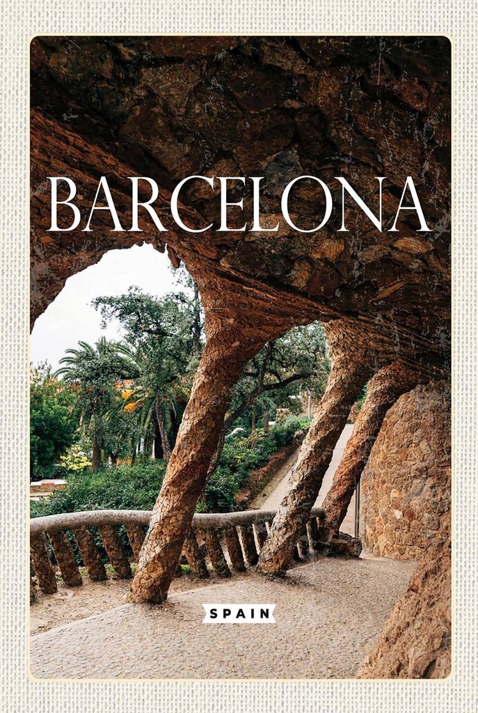 Holzschild 18x12 cm Barcelona SpanienPark Bildmotiv Reisemotiv Abenteuer Reisen