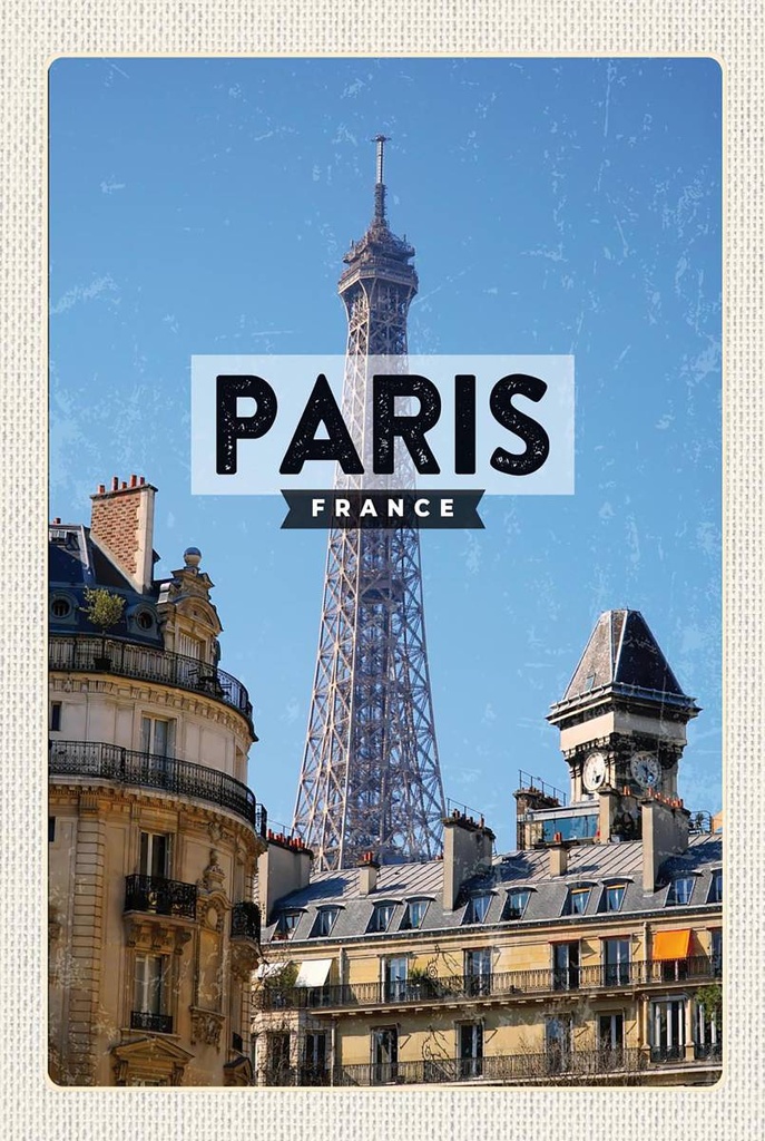 Holzschild 18x12 cm Paris Frankreich Eiffelturm Stadt