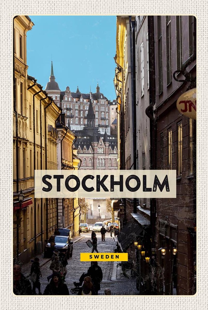 Holzschild 18x12 cm Stockholm Schweden Altstadt Reise Bildmotiv Reisemotiv Abenteuer Reisen