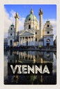Holzschild 18x12 cm Wien Österreich Karlskirche Reise Bildmotiv Reisemotiv Abenteuer Reisen