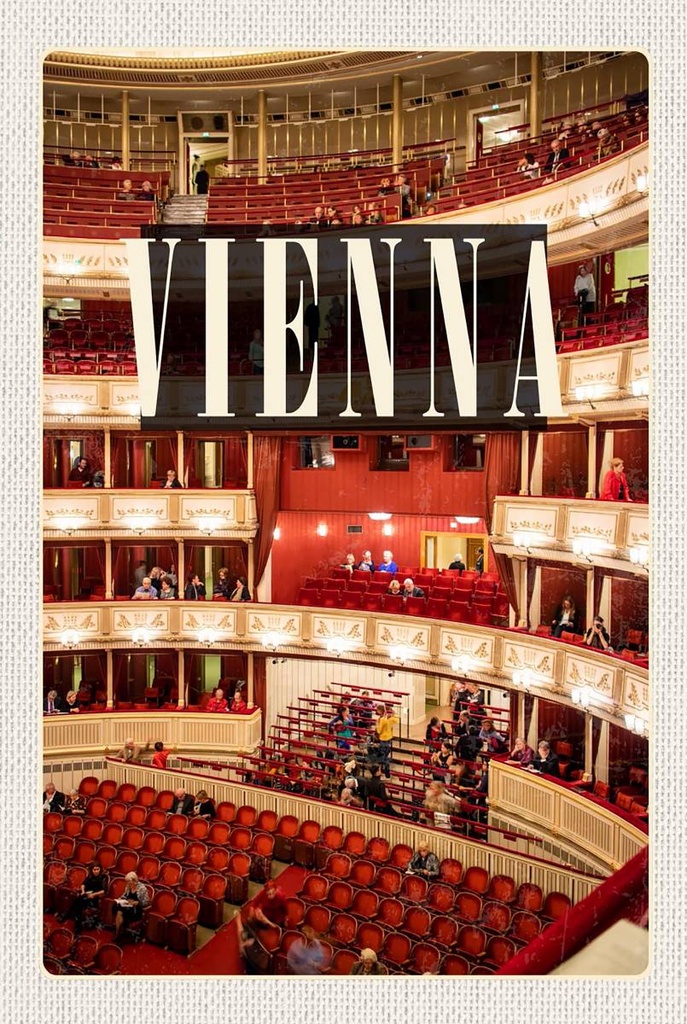 Holzschild 18x12 cm Wien Österreich Opera Theater Reise Bildmotiv Reisemotiv Abenteuer Reisen